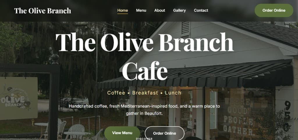 The Olive Branch Cafe desktop homepage